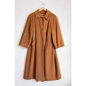 Vintage Regency Garfinckel's Women Brown Wool Swing Coat Raglan Sleeve Longline